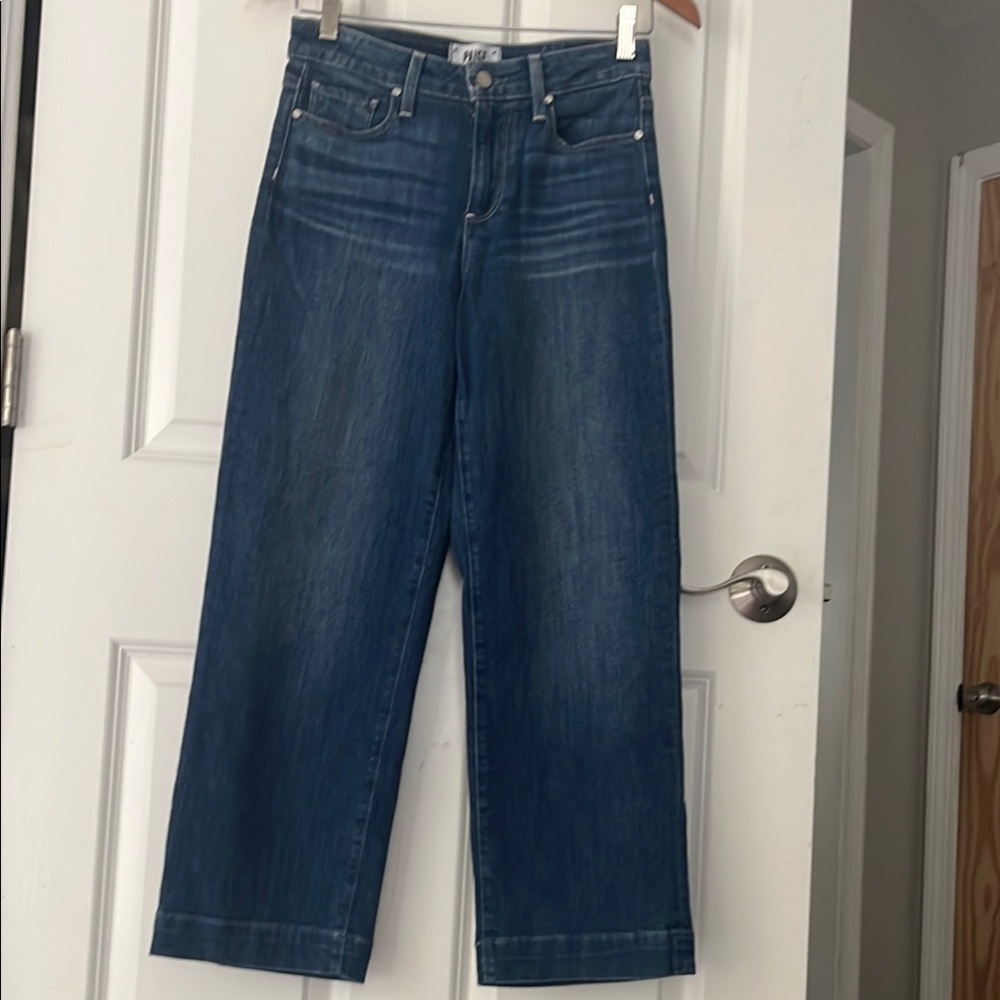PAIGE Nellie Culotte Indigo Blue Ankle Cropped wide leg Jeans Classic Style - Picture 6 of 14